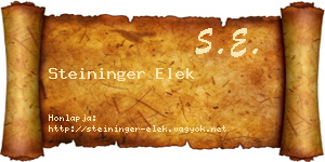 Steininger Elek névjegykártya